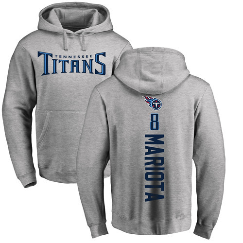 Tennessee Titans Men Ash Marcus Mariota Backer NFL Football #8 Pullover Hoodie Sweatshirts->nfl t-shirts->Sports Accessory